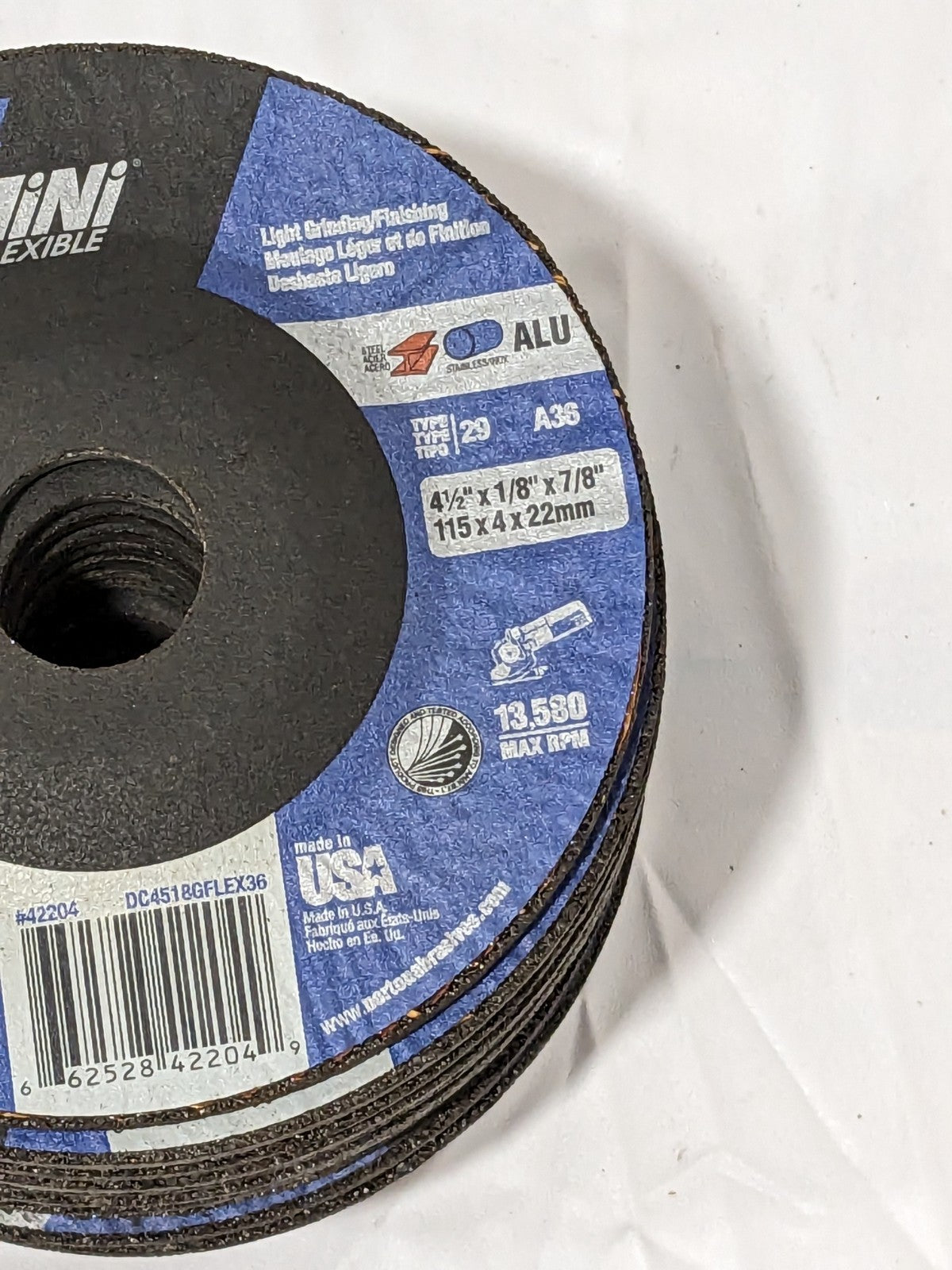 NORTON Depressed-Center Wheel Type 29, 4-1/2" Dia, 1/8" Thick Qty 16 6