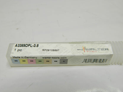 Walter Solid Carbide Drill with Coolant-Through A3389DPL-3.8 5337011