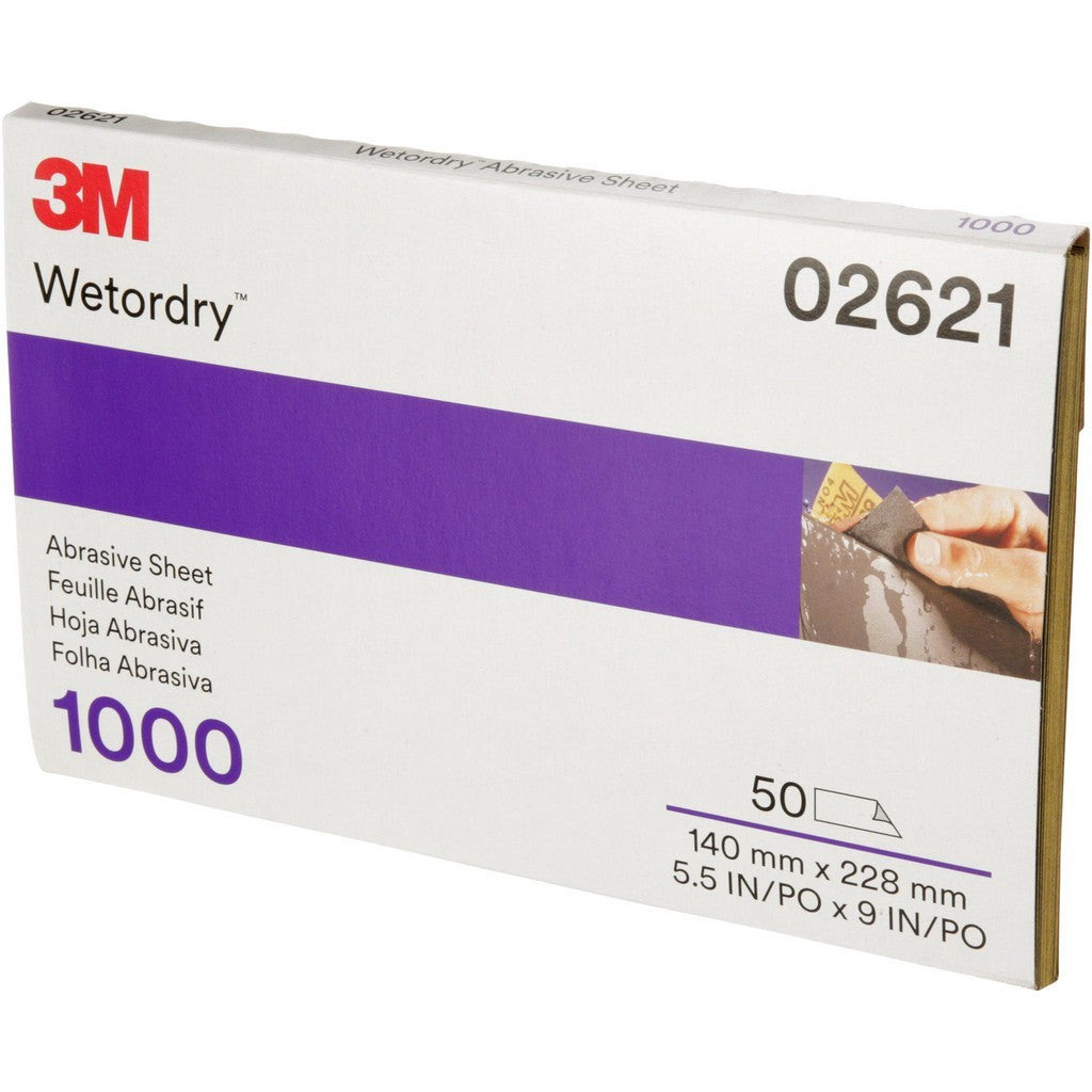 3M Sanding Sheets 5-1/2" W x 9" OAL 1000 Grit Silicon Carbide 50Qty 7000148214