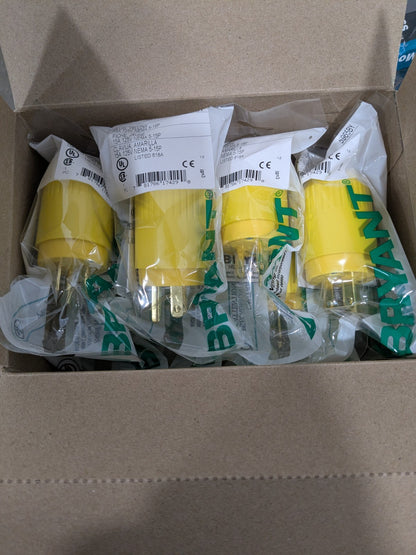 Bryant Electric Straight Blade Plug: 5-15P, 125V, Yellow Qty 9 5965BY