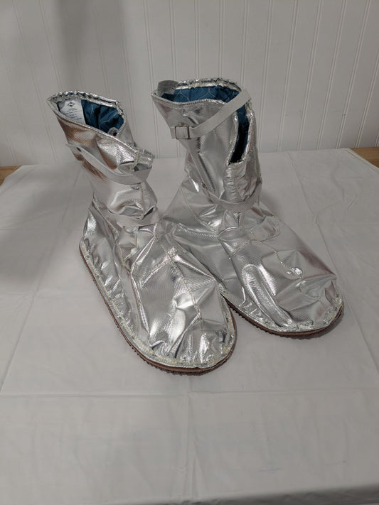National Safety Apparel Aluminized Overshoe: X-Large Plain Toe, Silver L68FA01XL