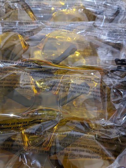 MCR Safety Glasses: Scratch-Resistant, Polycarbonate, Amber Lenses Qty 12 BK114