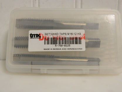 TMX HSS Tap Set 9/16-12 UNC 4 FL Bottoming Plug &amp; Taper Qty 3 5-750-0225