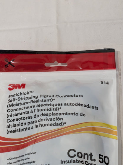 3M 22 to 14 AWG, Blue, IDC, Tap Quick Splice Connector Pack of 50 7100166936
