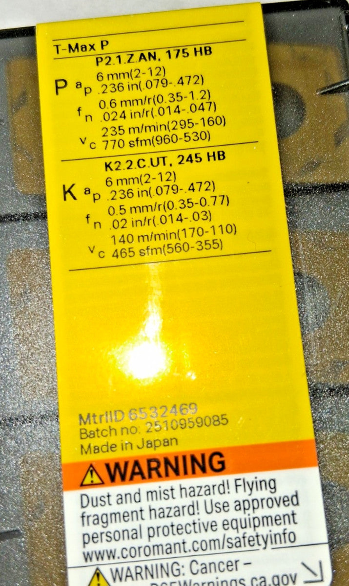 Sandvik Coromant Carbide Turning Insert CNMM644QR 4325 10Pcs 6532469