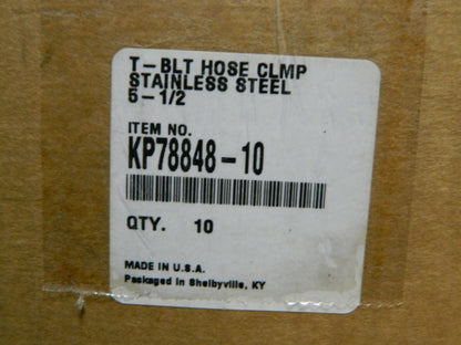 PRO Bolt Clamps T-Bolt Hose Clamp Minimum Diameter 5.2800 Qty 10 KP78848-10