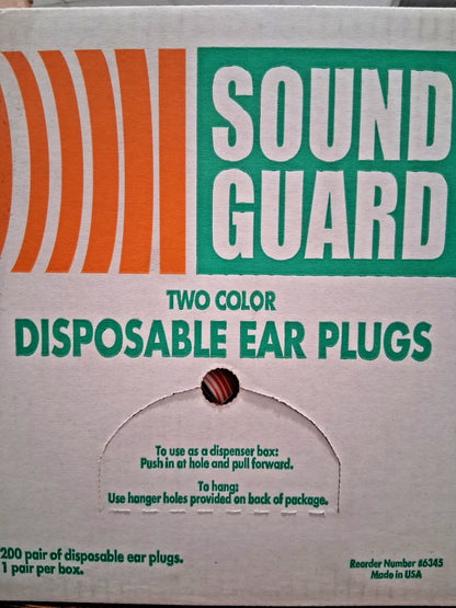 New Dynamics Sound Guard Two-Color PVC Foam Ear Plugs QTY200 6345