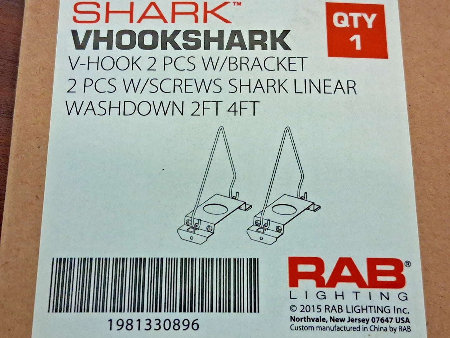 RAB Vhookshark V-Hook with Bracket 2 PCS with Screws Shark 2ft 4ft 1217