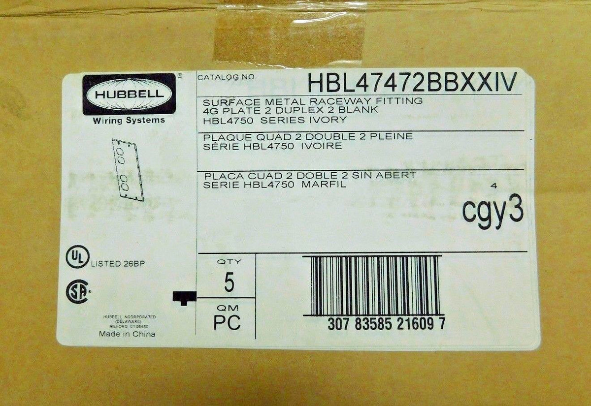 Hubbell Rectangular Raceway Plate 10.22" L x 4.75" H QTY 5 HBL47472BBXXIV