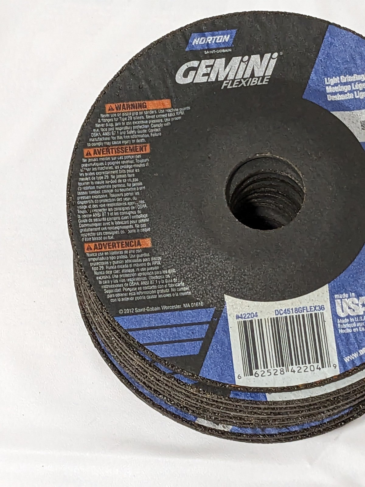 NORTON Depressed-Center Wheel Type 29, 4-1/2" Dia, 1/8" Thick Qty 16 6