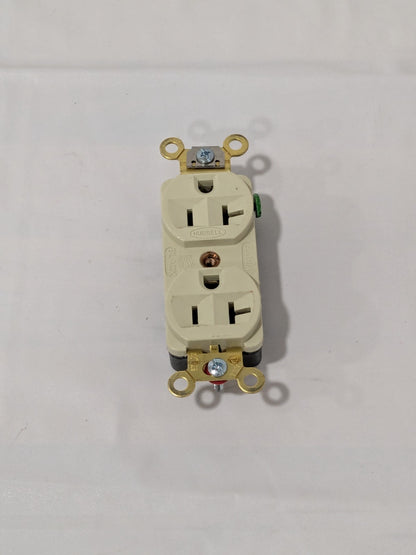 Hubbell Straight Blade Duplex Receptacle: NEMA 5-20R, 20 Amps HBL5352I