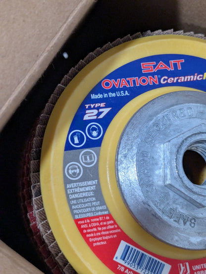 United Flap Disc: 4-1/2" Dia, 80 Grit, Ceramic Alumina, Type 27 Qty 10 72329