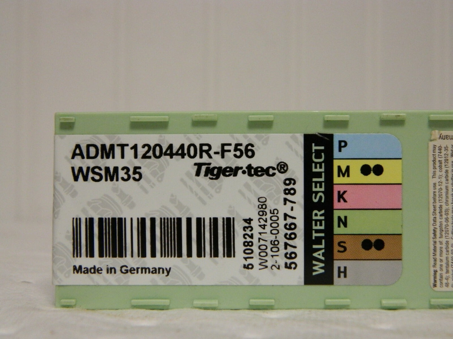 Walter Carbide Milling Insert ADMT120440 F56 Grade WSM35 QTY 10 5108234