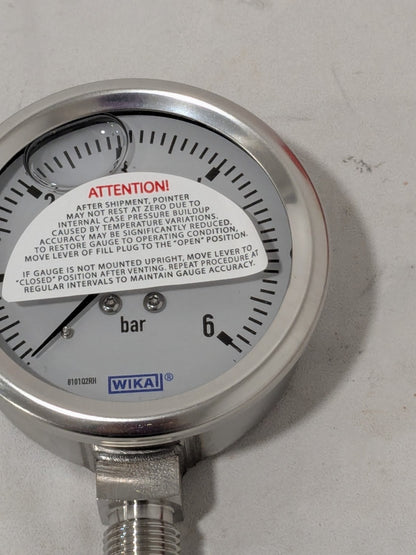 Wika Pressure Gauge: 2-1/2" Dial Dia, 0 Min psi, 6 Max psi 50623851