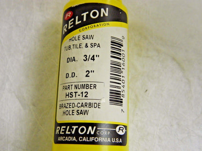 Relton Tub Tile &amp; Spa Hole Saw 3/4" x 2" Brazed Carbide  HST-12