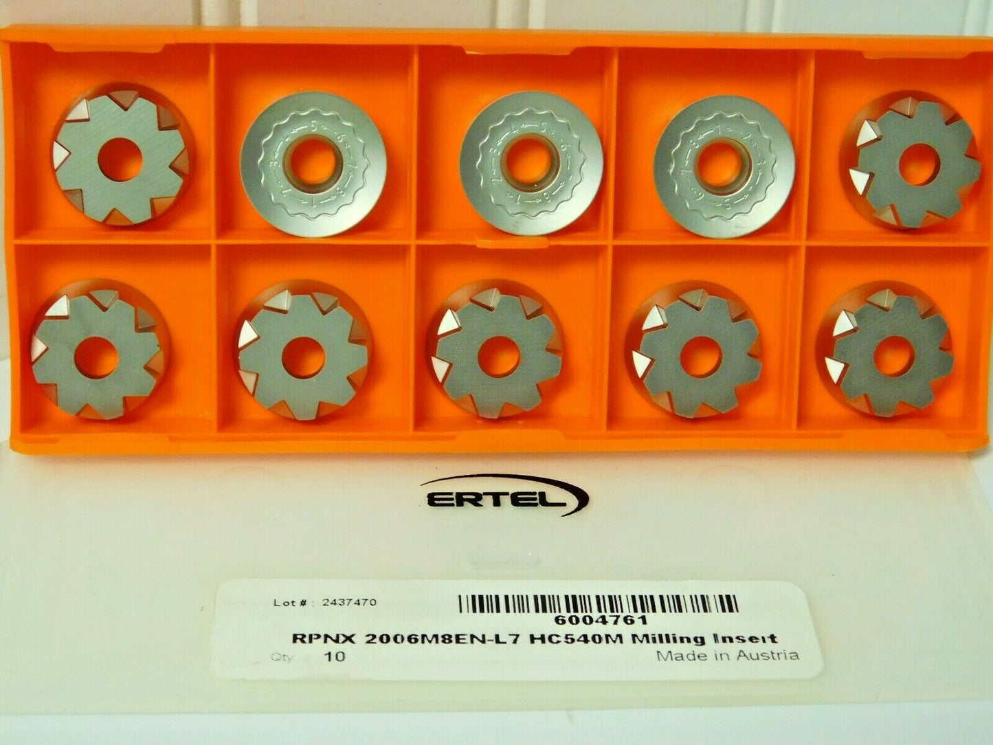 Hertel Carbide Milling Inserts RPNX2006M8EN-L7 Grade HC540M Qty 10 6004761