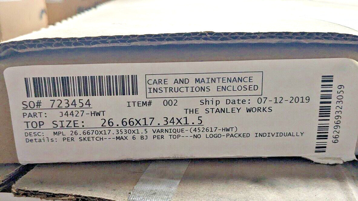Stanley Works Hard Wood Worktop 26.66"L X 17.34"W X 1.5"T J4427-H