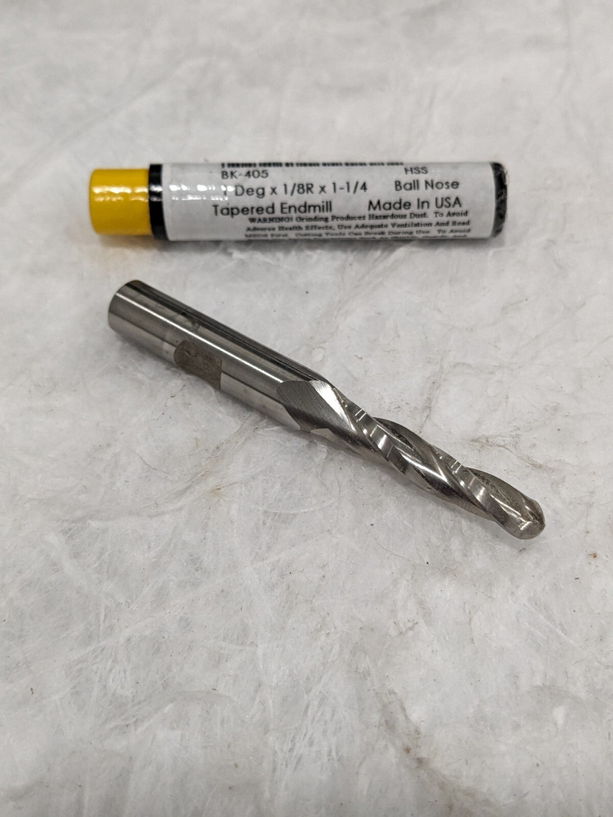 Tapered End Mill: 1 ° per Side, 1/4" Small Dia, 1-1/4" LOC, 3 FL BK-40