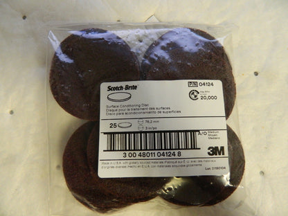 3M 3" Diam, Aluminum Oxide Hook & Loop Disc QTY 25  04124