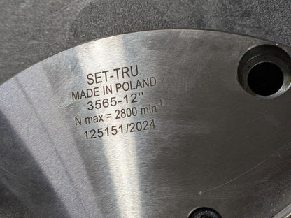 Bison Manual Lathe Chuck 3-Jaw Self Centering 12" Diameter Plain Back 7-866