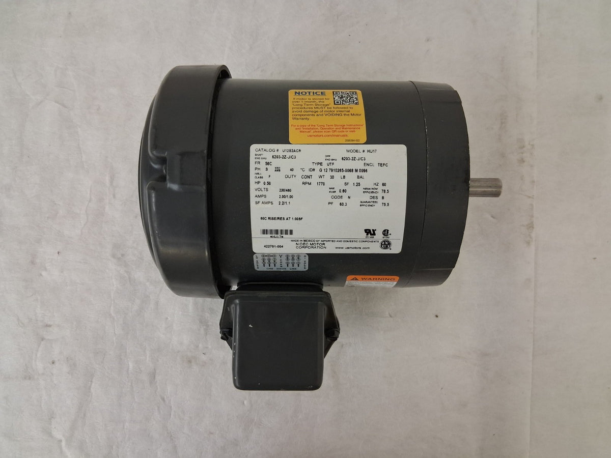 US Motors Nidec Motor .5HP 1770RPM HU17