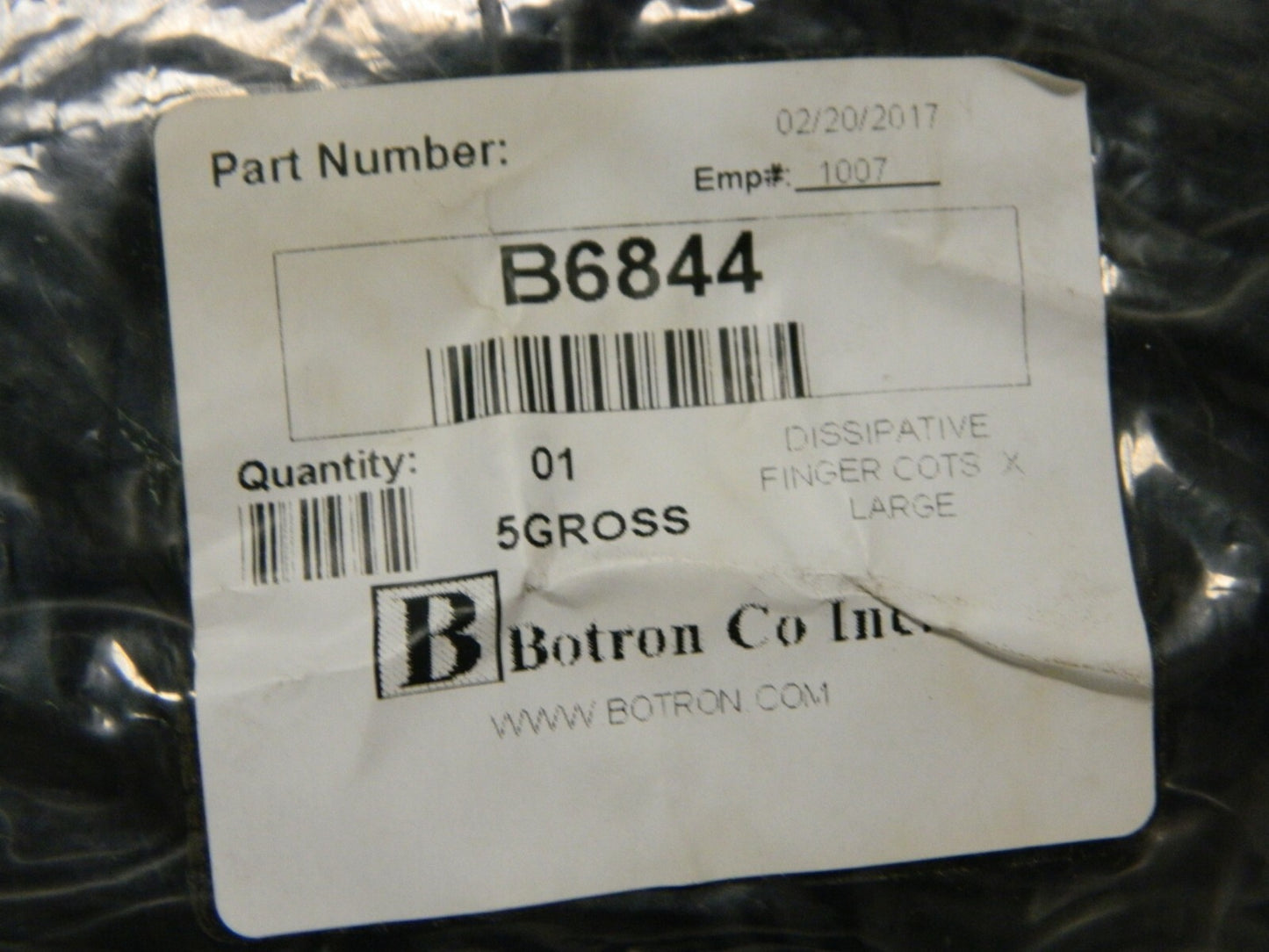 Borton Black ESD Finger Cots XL 9" Approx. 700 B6844