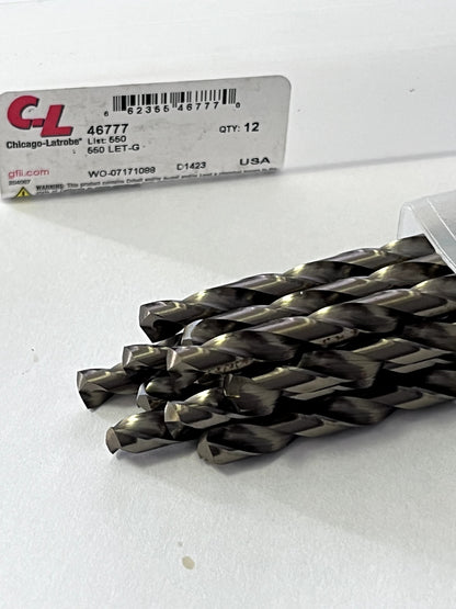 CHICAGO-LATROBE Jobber Length Drill Bit 0.2610 Dia 135 &deg Point Cobalt Qty 12