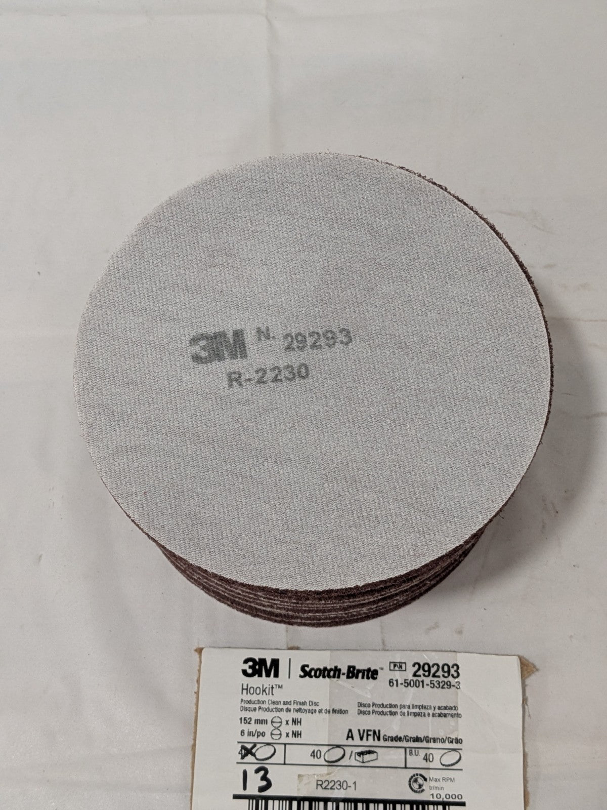 3M Hook & Loop Disc: 6" Dia, Non-Woven, Aluminum Oxide Box of 13 7100138329