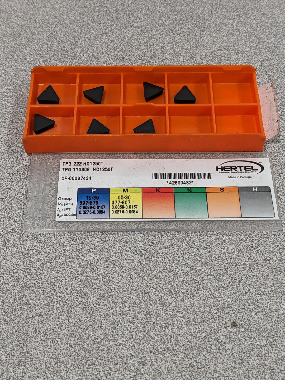 HERTEL Turning Insert: TPG222 HC1250T, Solid Carbide Qty 7 42800482