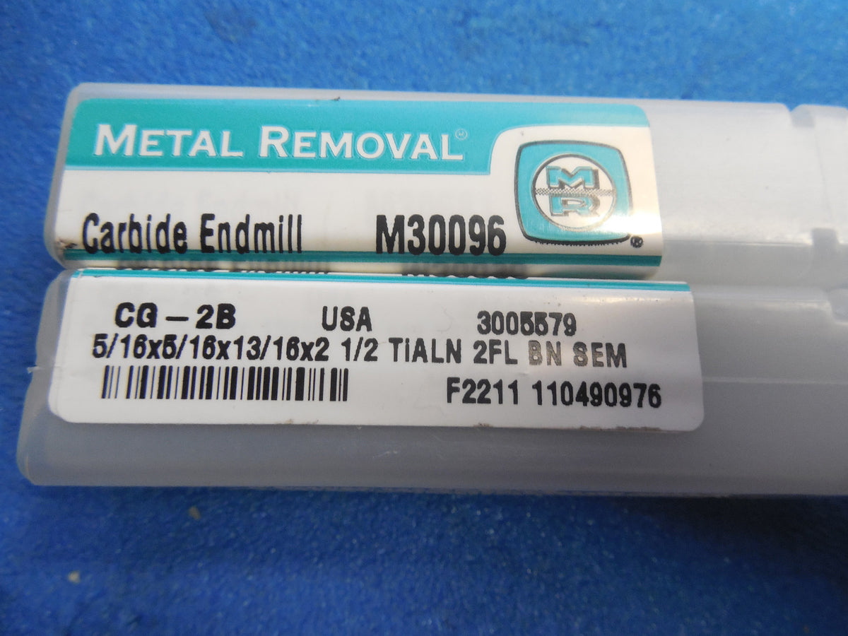 Metal Removal 5/16" x 13/16" Carbide TiAIN 30º 2 Flute Ball Nose End M
