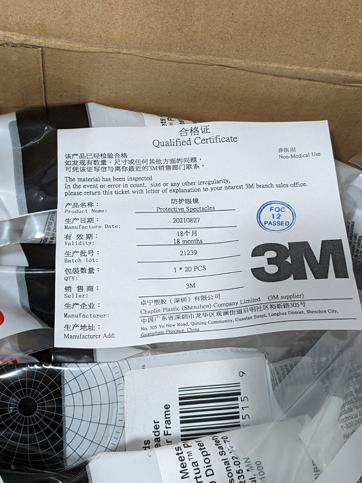 3M Magnifying Safety Glasses 2.50, Anti-Fog&Scratch-Resistant Box 20 7000127513