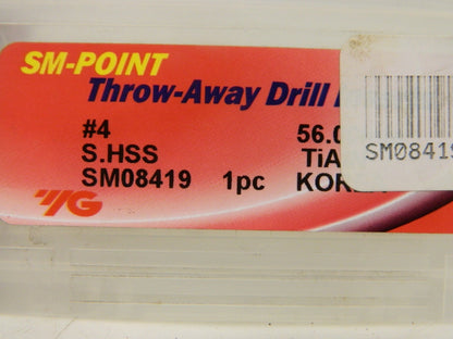 YG Super HSS(T15) SM Point Throw-Away Drill Insert TIALN Coated SM08419