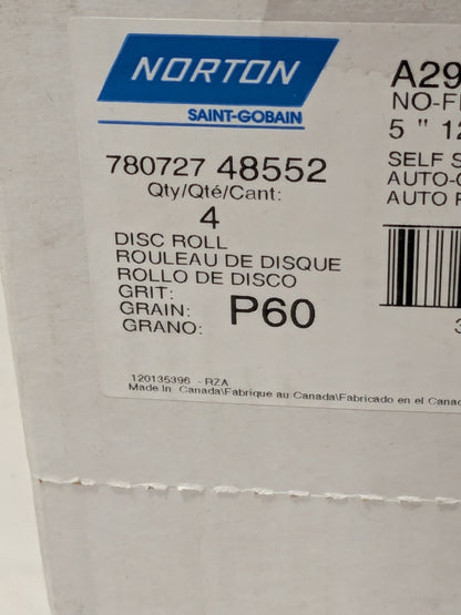 NORTON PSA Disc: 5″ Disc Dia, 60 Grit, Aluminum Oxide Box of 4 78072748552