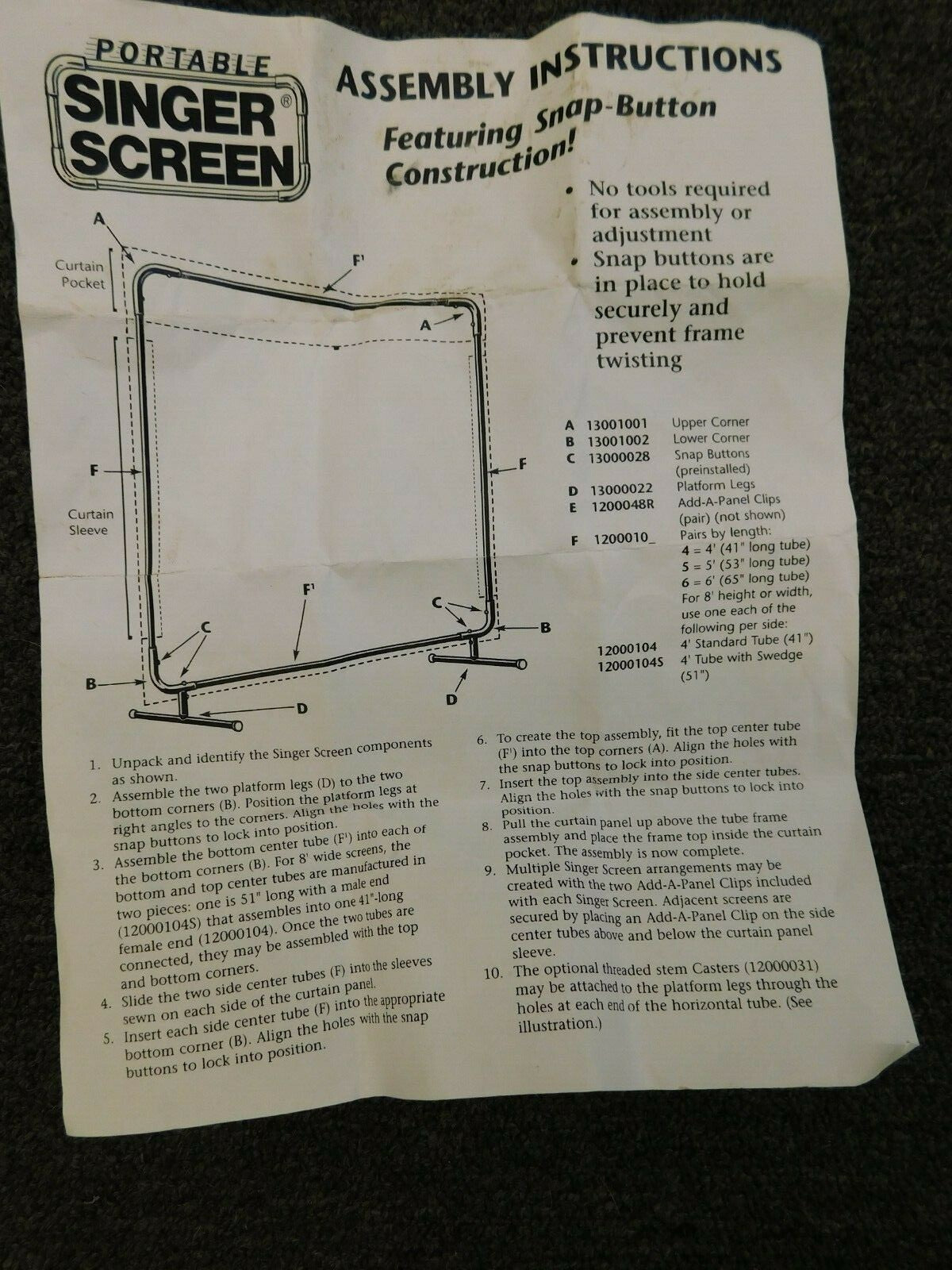 Singer Safety Cotton Duck Portable Welding Screen 8'x6' 13011086 INCOM