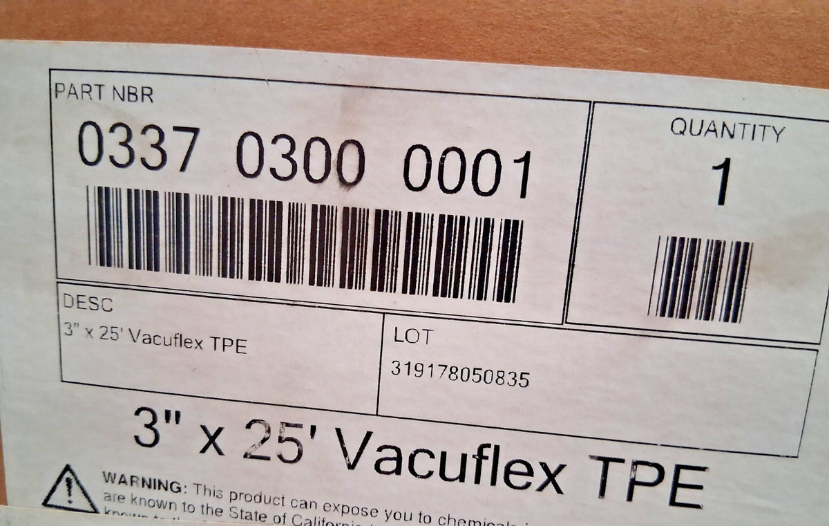 Hi-Tech Duravent Thermoplastic Vacuum Duct Hose 3" ID 7.00 psi 033703000001