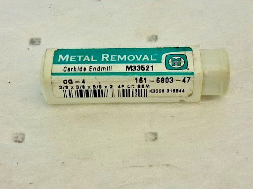 Kennametal Carbide Square End Mill 4fl 3/8" Dia 5/8" LOC 82353244