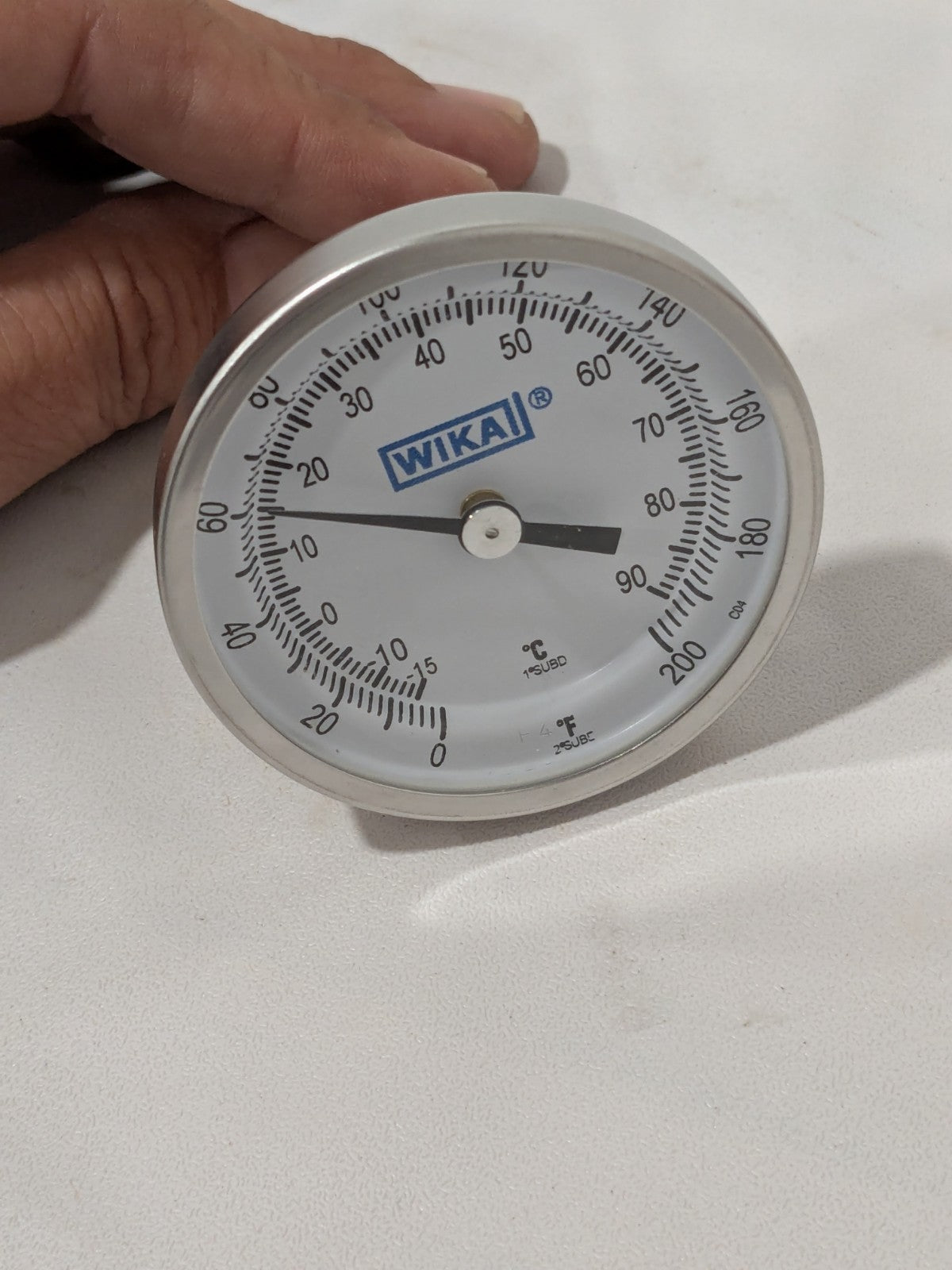 WIKA Bimetal Dial Thermometer: 0 to 200 ° F, 2-1/2" Stem Length 20025D005G2