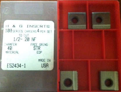 H & G  1/2"-20 NF Series 100 40-Chamfer HSS 4pc Chaser Set #E52434-1