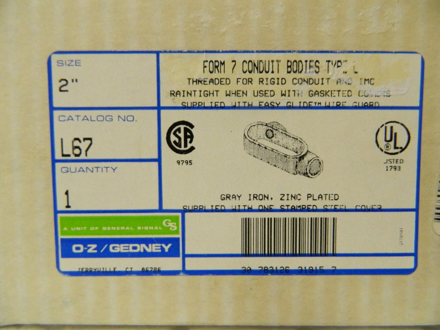 Killark 2" Trade L 7 Form IMC and Rigid Iron Conduit Body L67