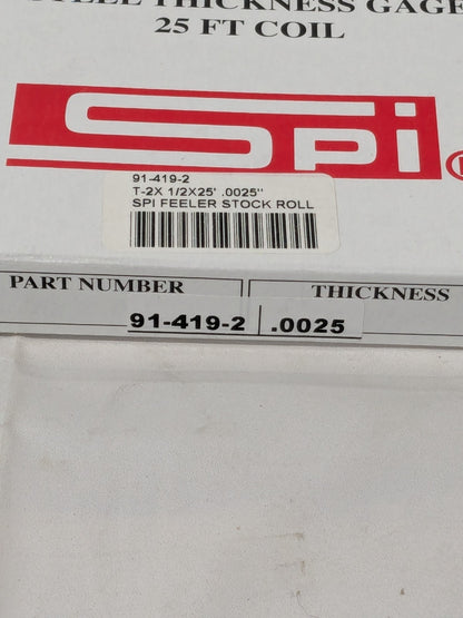 SPI Feeler Stock Roll: 0.0025" Thick, 1/2" Wide, 25' Long 91-419-2