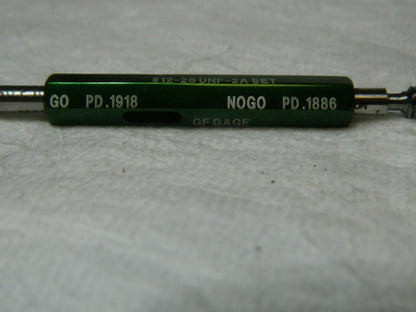 GF Gage Plug Gage 12-28 UNF-2A Go/No Go S0216282AS