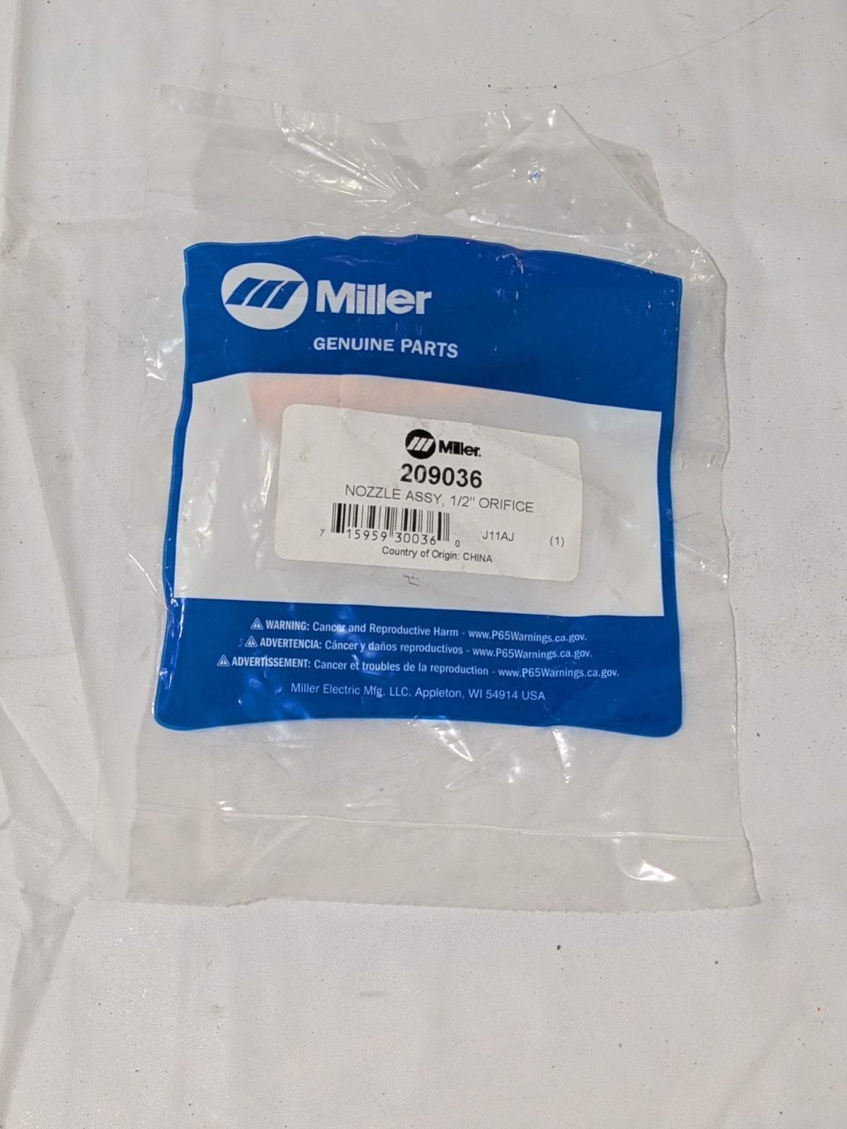 Miller Electric Copper Nozzle, Tapered, Orifice, 1/2 209036