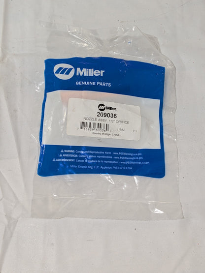 Miller Electric Copper Nozzle, Tapered, Orifice, 1/2 209036