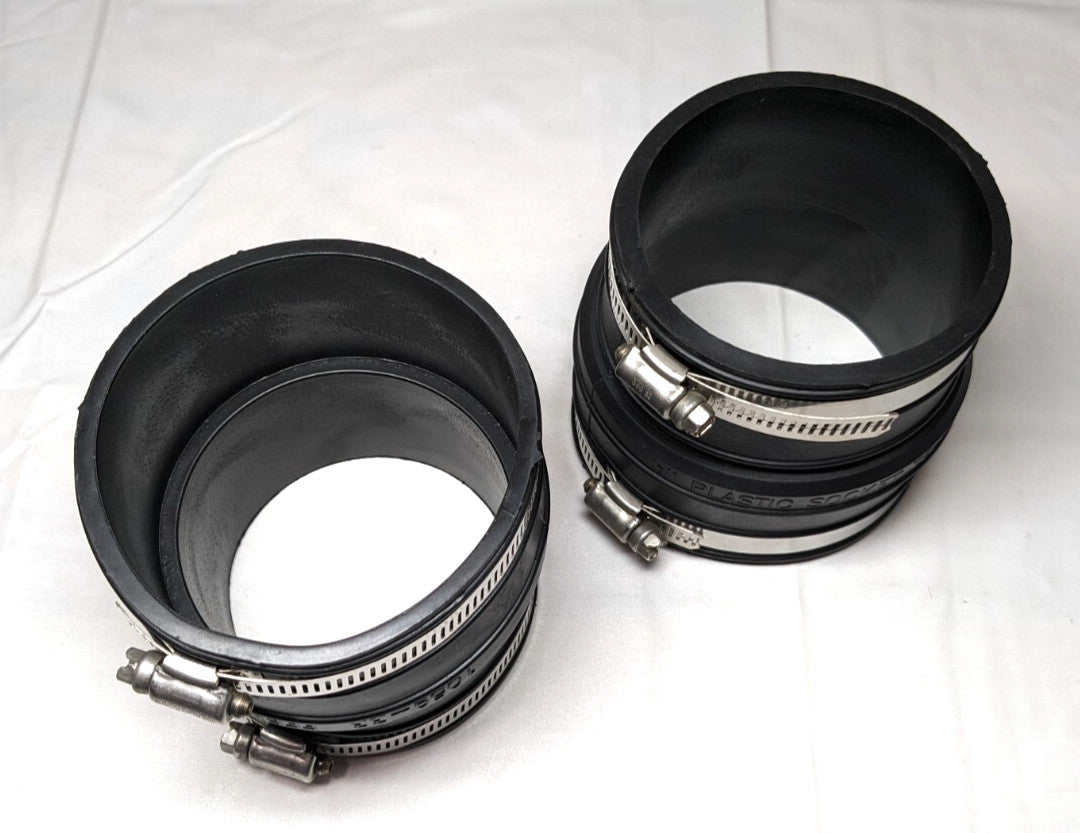 FERNCO Flexible Pipe Coupling with Clamp 3" Socket To 3" Pipe  *QTY 2*  1059-33