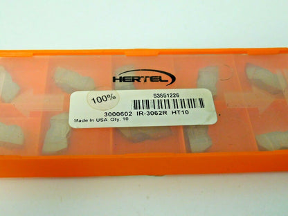 Hertel Carbide Grooving Inserts 3.18mm CW 3062IR Grade HT10 Qty 10 53851226