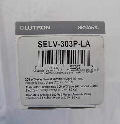 Lutron SELV-303P-LA Skylark 300W Electronic Low Voltage 3-Way Dimmer LT Almond