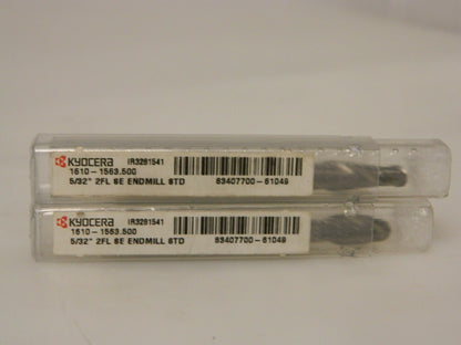 Kyocera Standard Length Square End Mill 5/32" 2-Flute Qty 2 1610-1563.500
