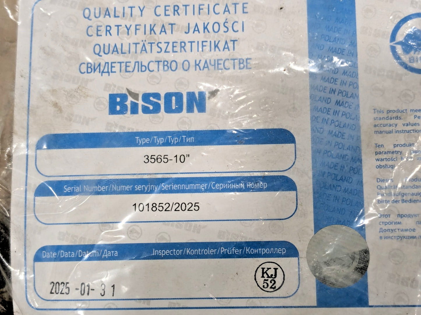 Bison 3 Jaw Self-Centering Lathe Chuck 10" Dia Plain Back 3205-10" 7-800-1000