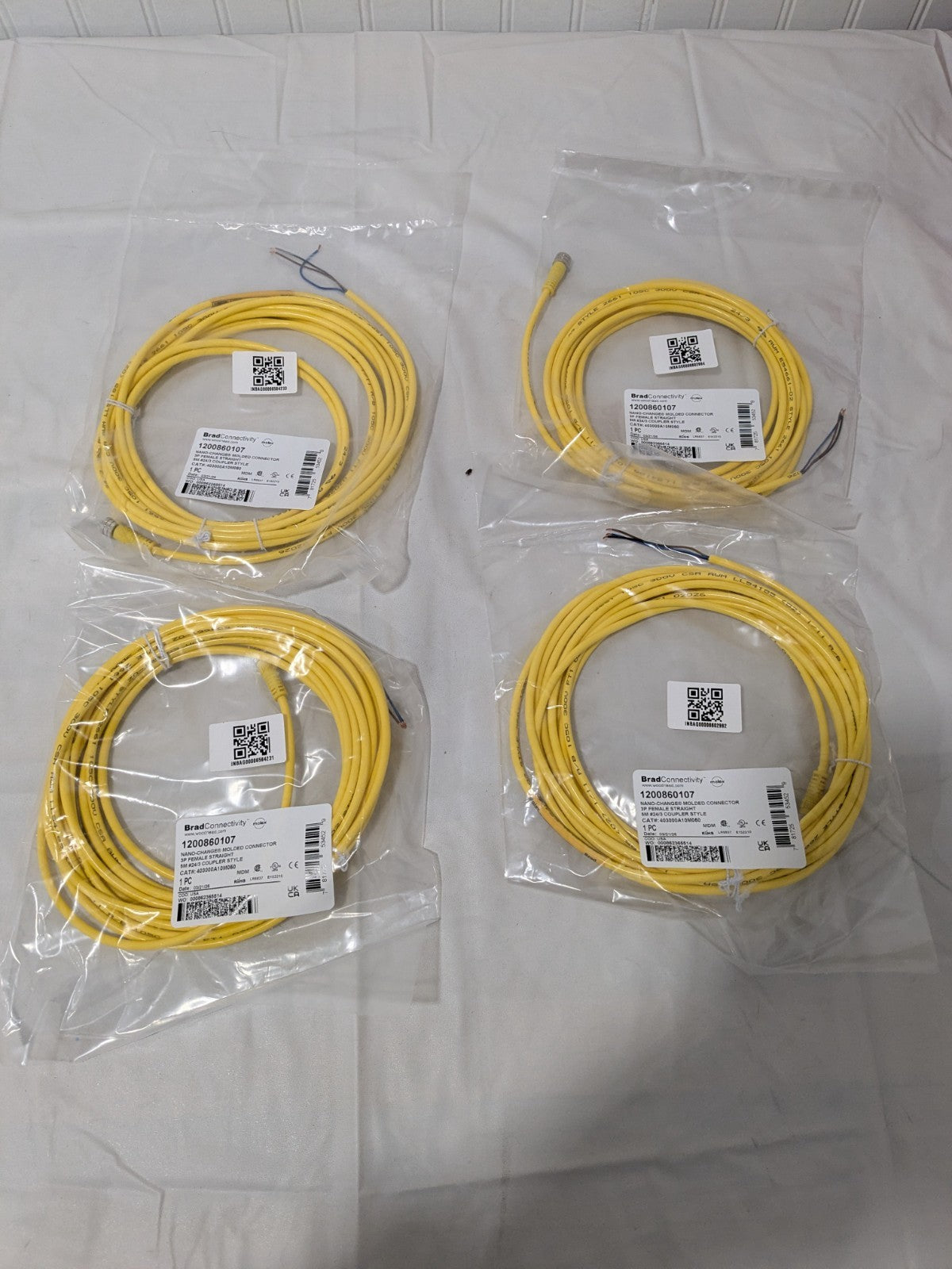 (4) Brad M8 Female Straight to Pigtail Cordset Sensor and Receptacle 3 Amp