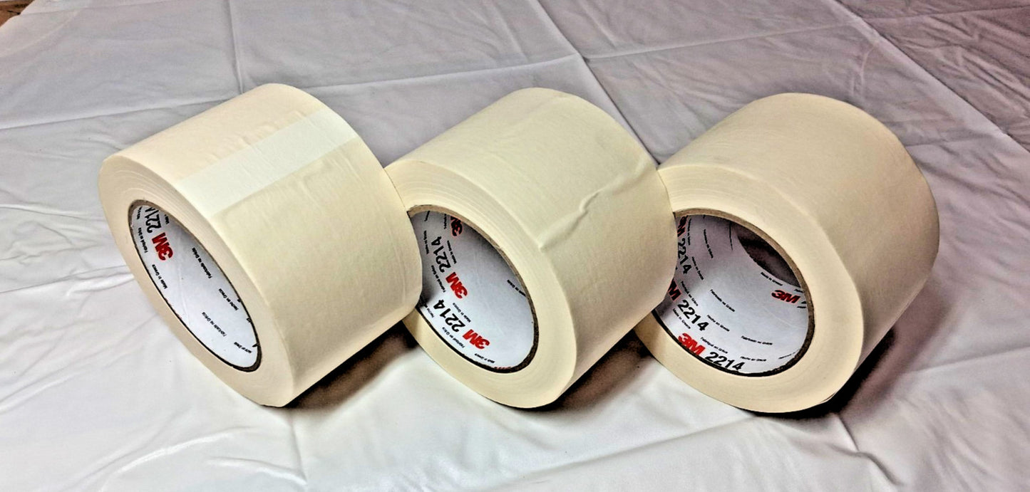 3M Paper Masking Tape Natural 2.83 IN x 54.6 YD 72mm x 50m QTY 3 2214